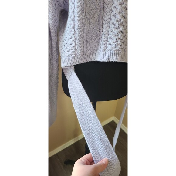 Rails Amy Sweater Lavender Women's Size Small Classic Cable Knit Crop Style Tie - Picture 10 of 12